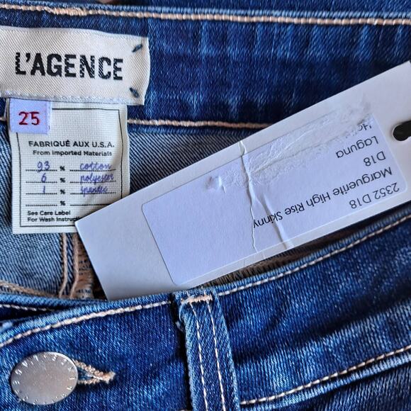 L'Agence Marguerite High Rise Skinny Ankle Denim Jeans in Mid wash - Size 25 - Picture 10 of 10
